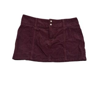 Maroon Burgundy Corduroy Micro Mini Skirt Women's Size 10 A Line Button Zip